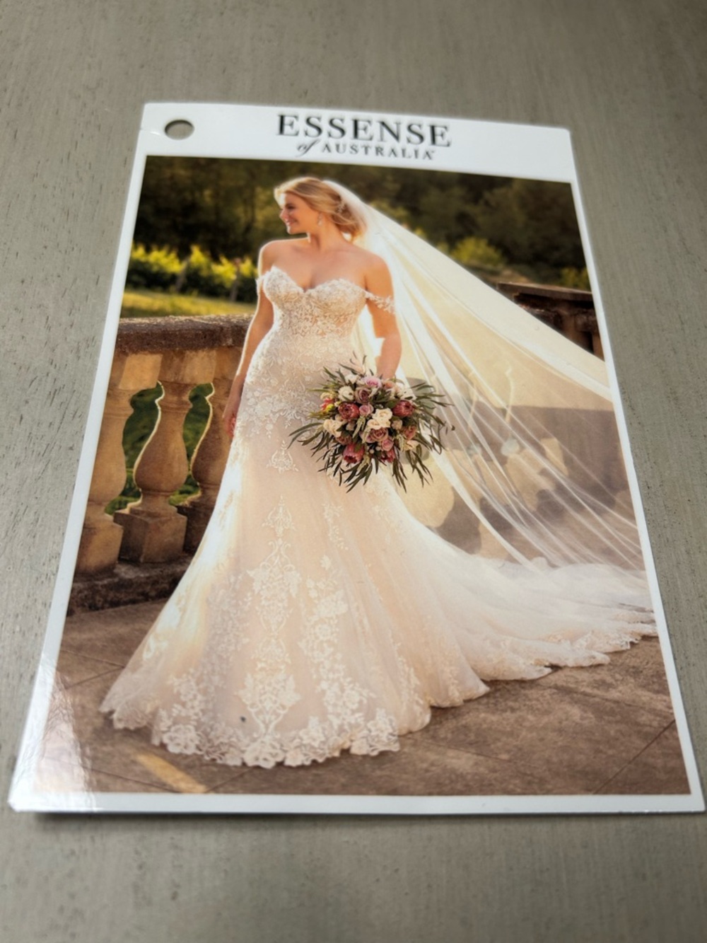 Essense of Australia Off-Shoulder Lace Wedding Dress in Ivory